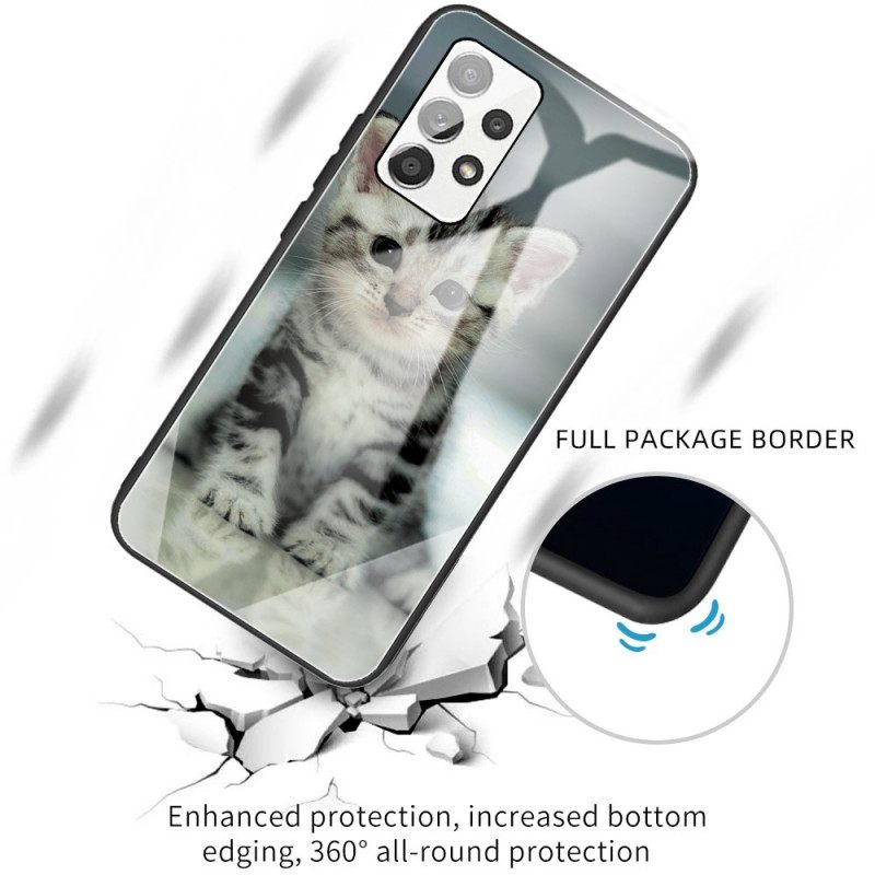 Kuori Samsung Galaxy A13 Tempered Glass Kitten