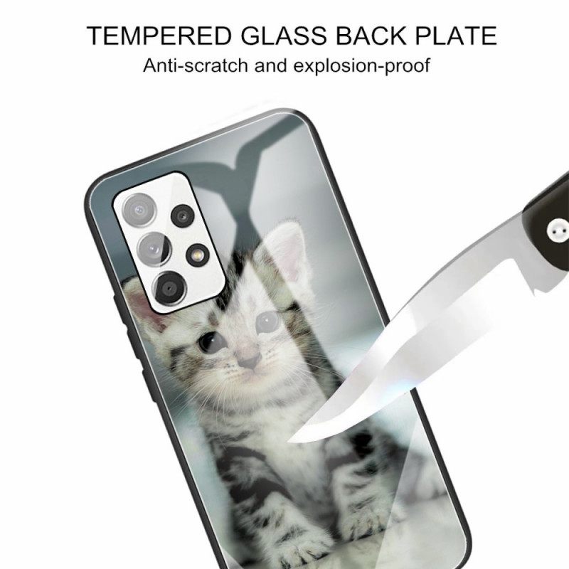 Kuori Samsung Galaxy A13 Tempered Glass Kitten