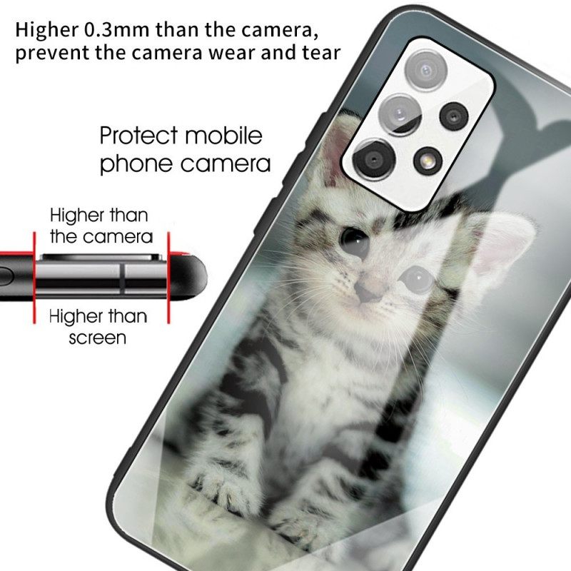 Kuori Samsung Galaxy A13 Tempered Glass Kitten