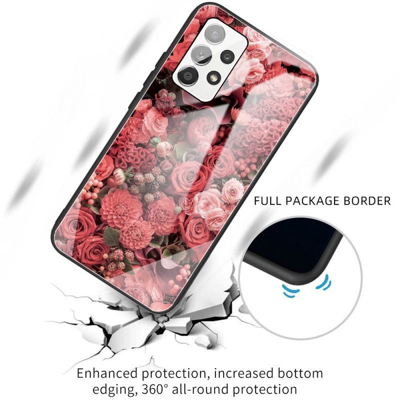 Kuori Samsung Galaxy A13 Tempered Glass Rose Flowers