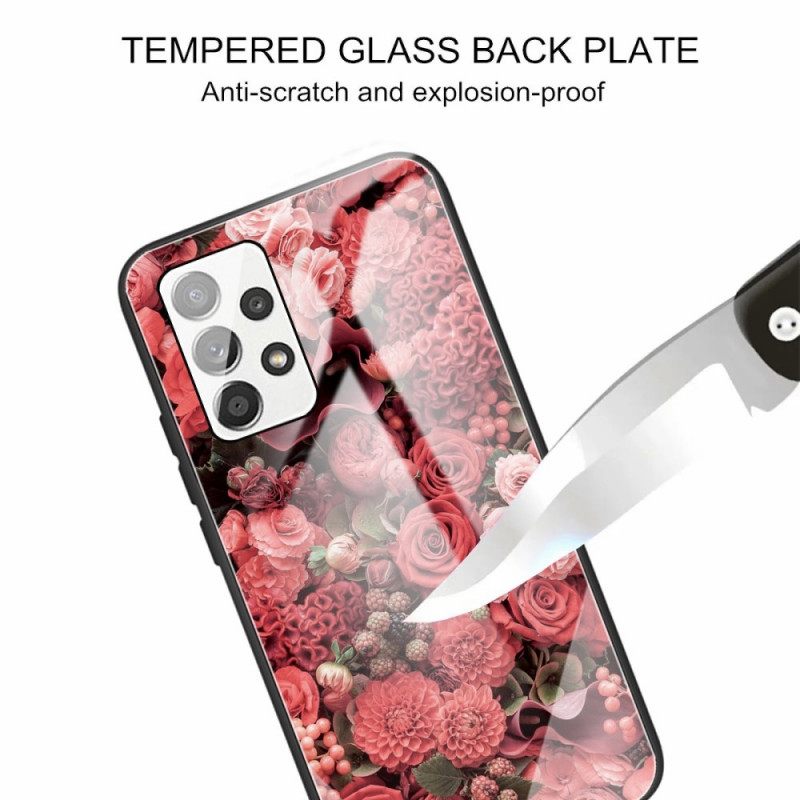 Kuori Samsung Galaxy A13 Tempered Glass Rose Flowers