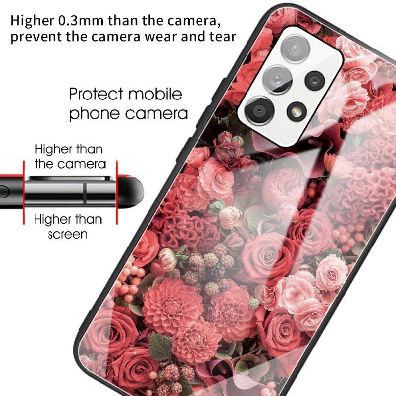 Kuori Samsung Galaxy A13 Tempered Glass Rose Flowers