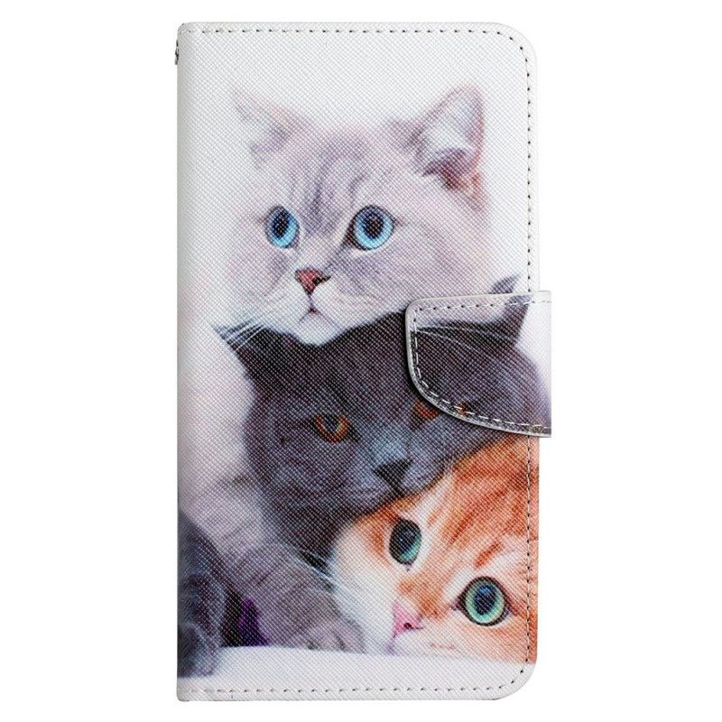 Nahkakotelo Samsung Galaxy A13 Tales Of Cats With Lanyard