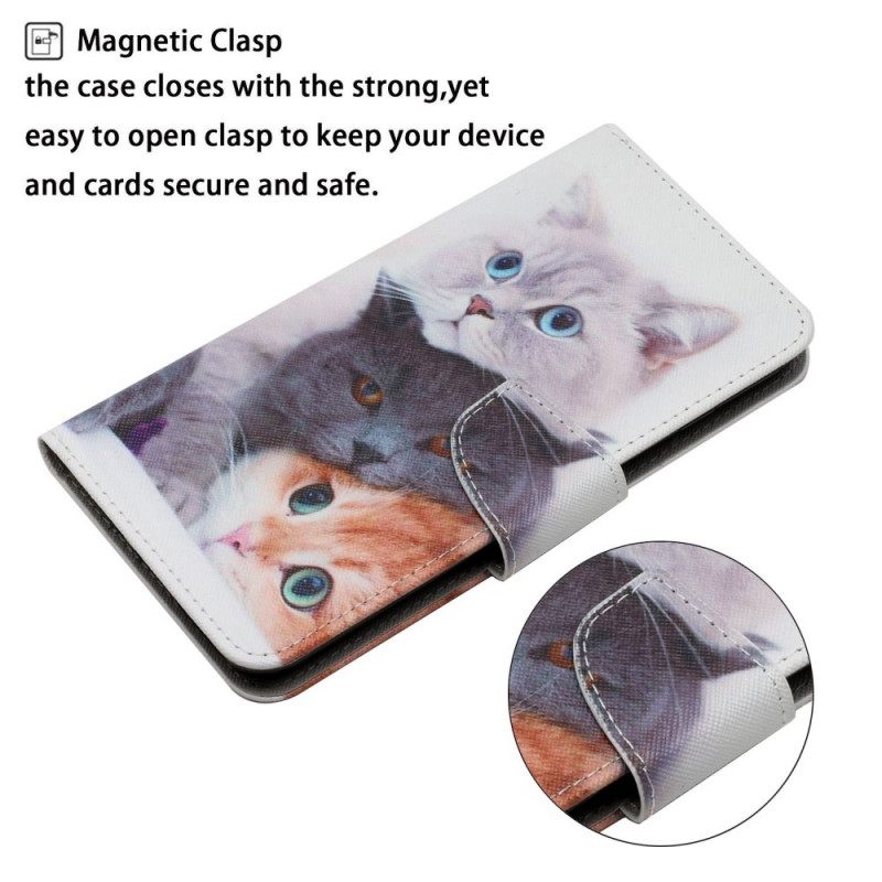 Nahkakotelo Samsung Galaxy A13 Tales Of Cats With Lanyard