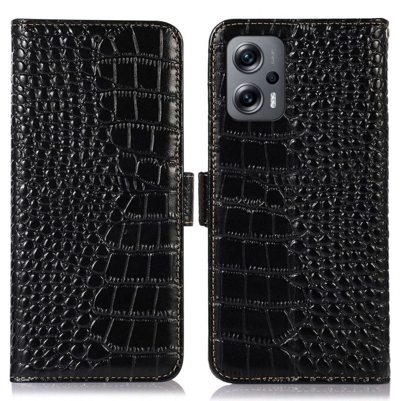 Kotelot Poco X4 GT Crocodile Style Aitoa Nahkaa Rfid