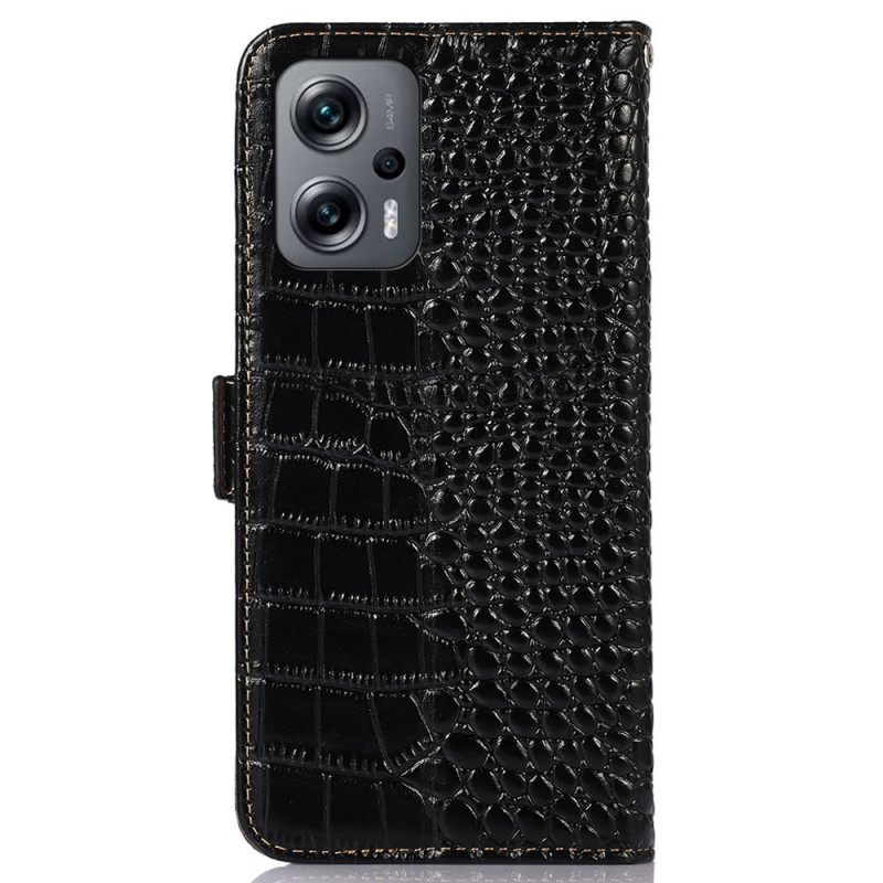 Kotelot Poco X4 GT Crocodile Style Aitoa Nahkaa Rfid