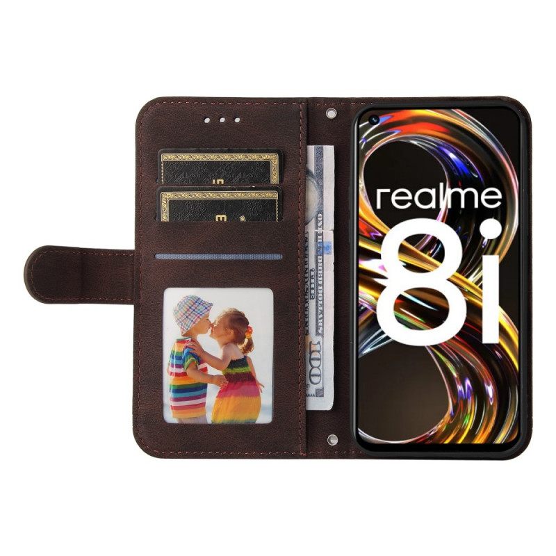 Kotelot Realme 8i Faux Leather Niitti Ja Nauha