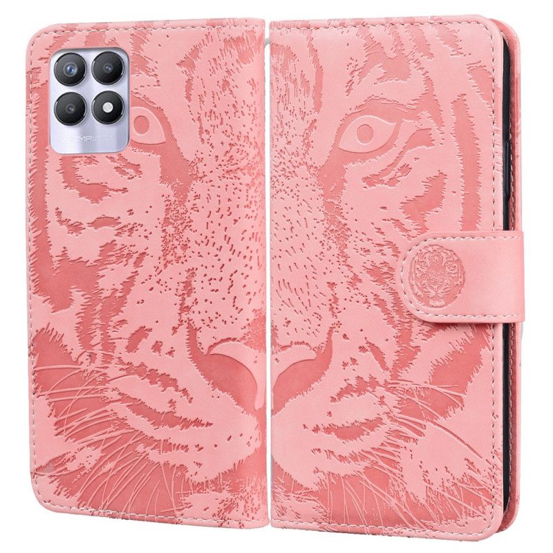 Nahkakotelo Realme 8i Tiger Face Print