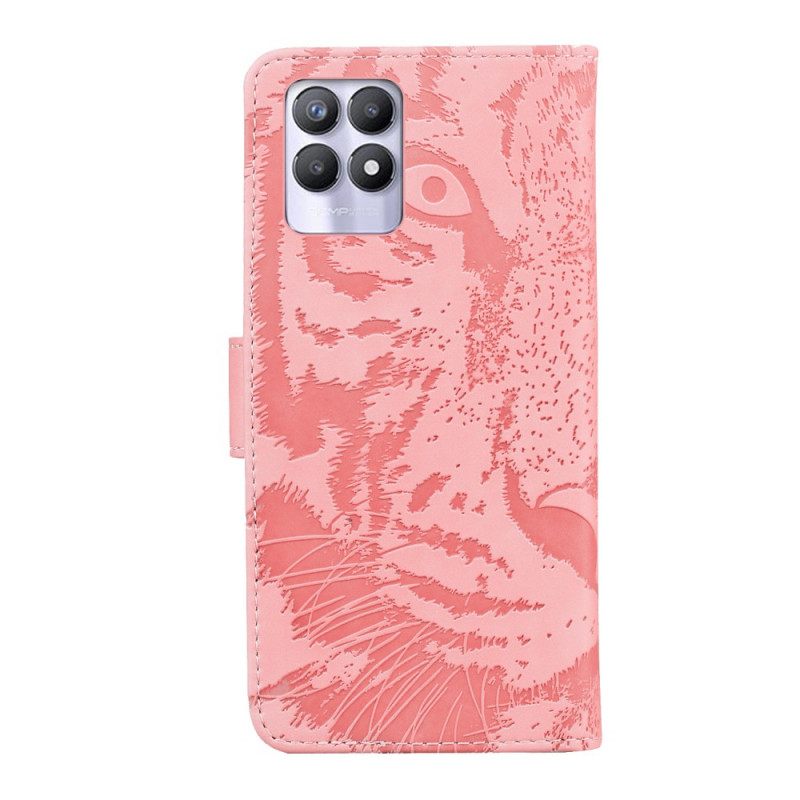 Nahkakotelo Realme 8i Tiger Face Print