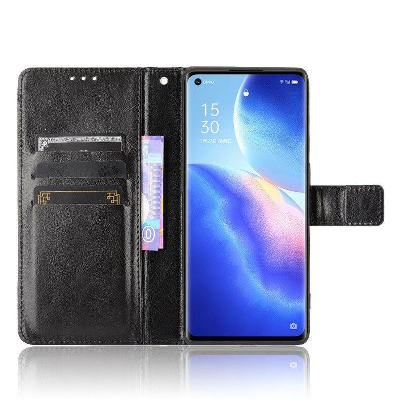 Flip Case Oppo Find X3 Neo Keinonahka Näyttävä