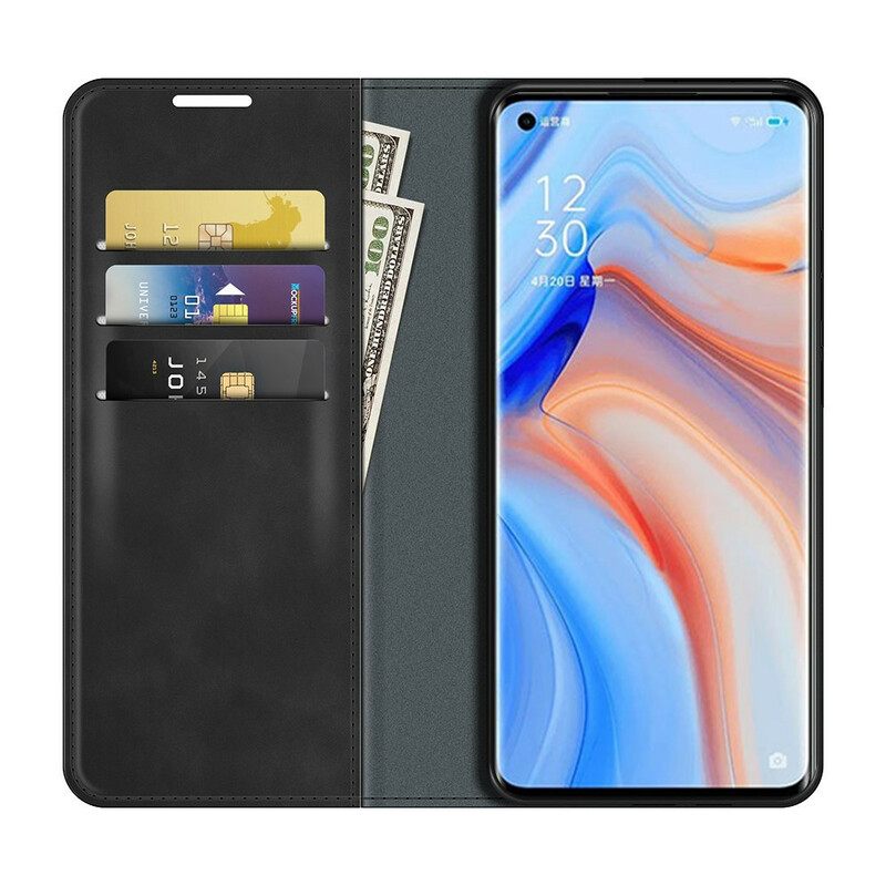 Puhelinkuoret Oppo Find X3 Neo Kotelot Flip Silky Touch Nahkaefekti