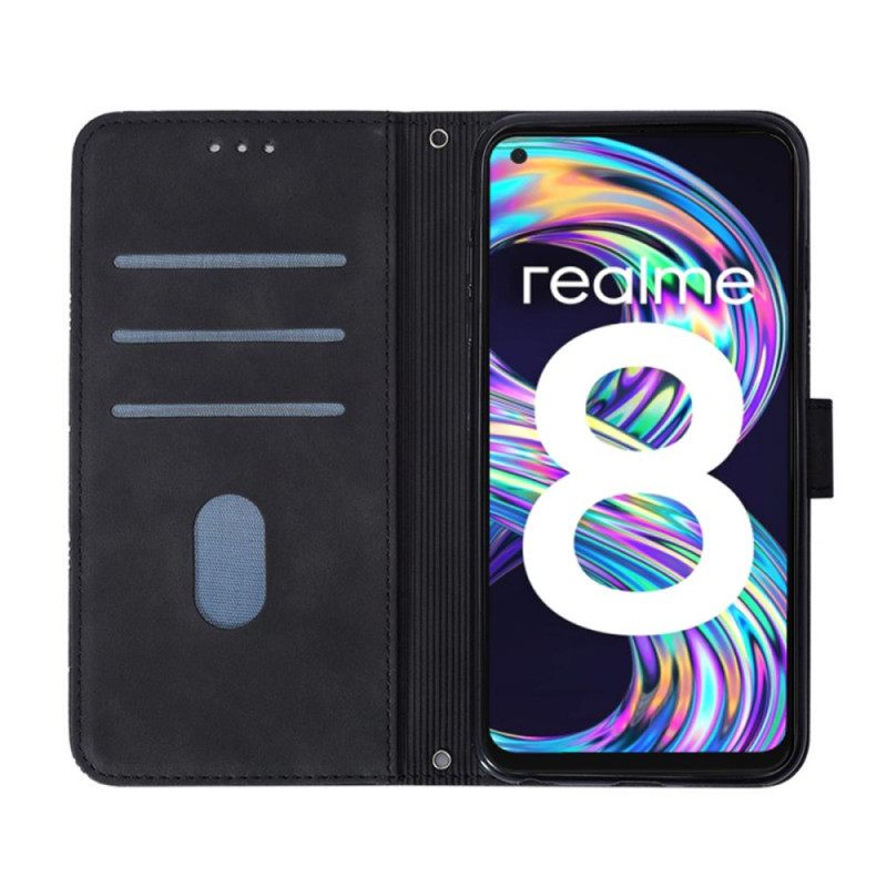 Nahkakotelo Realme 8 5G Nahkaefekti Olkahihnalla