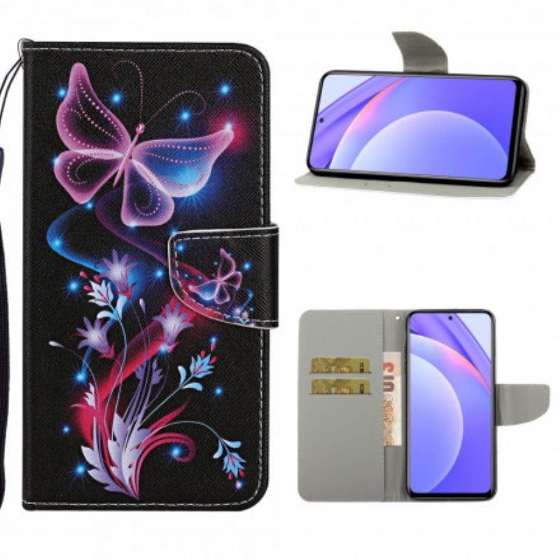 Flip Case Xiaomi Mi 10T Lite / Redmi Note 9 Pro 5G Butterflies Ja Lanyard