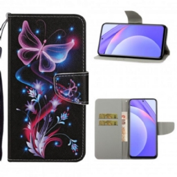 Flip Case Xiaomi Mi 10T Lite / Redmi Note 9 Pro 5G Butterflies Ja Lanyard