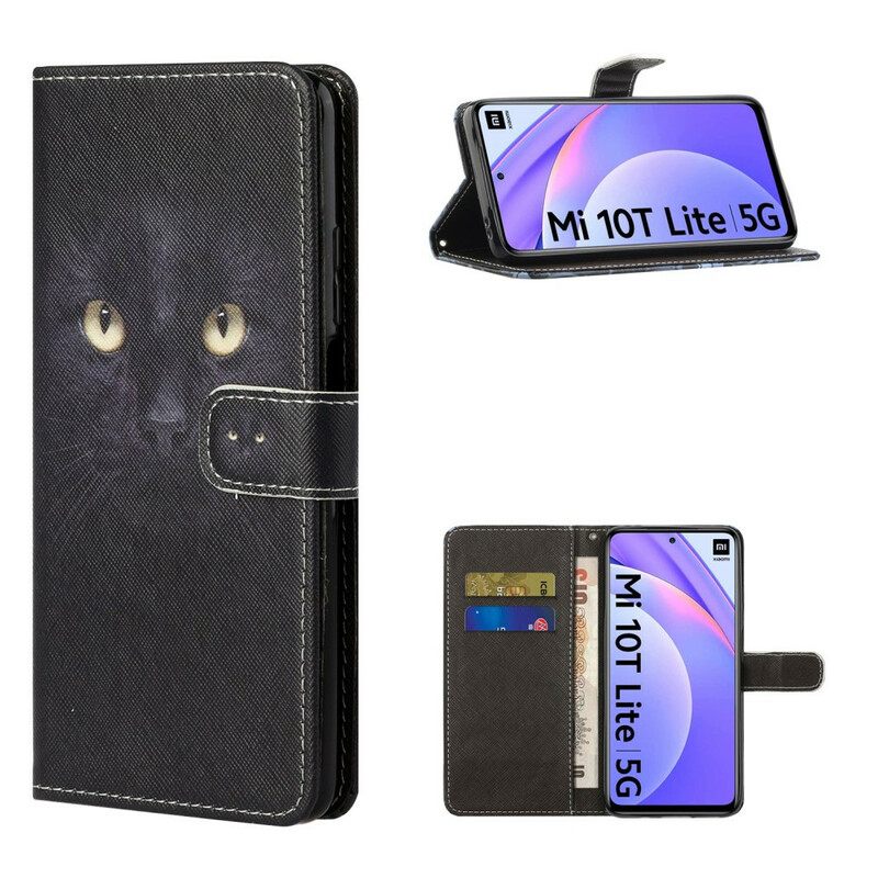 Kotelot Xiaomi Mi 10T Lite / Redmi Note 9 Pro 5G Black Cat Eyes