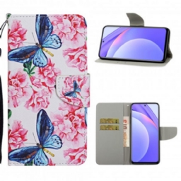 Kotelot Xiaomi Mi 10T Lite / Redmi Note 9 Pro 5G Floral Butterflies Lanyard