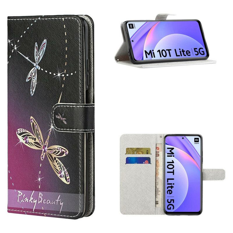 Kotelot Xiaomi Mi 10T Lite / Redmi Note 9 Pro 5G Suojaketju Kuori Strappy Dragonflies