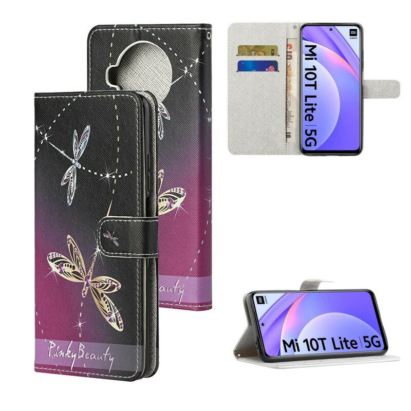 Kotelot Xiaomi Mi 10T Lite / Redmi Note 9 Pro 5G Suojaketju Kuori Strappy Dragonflies