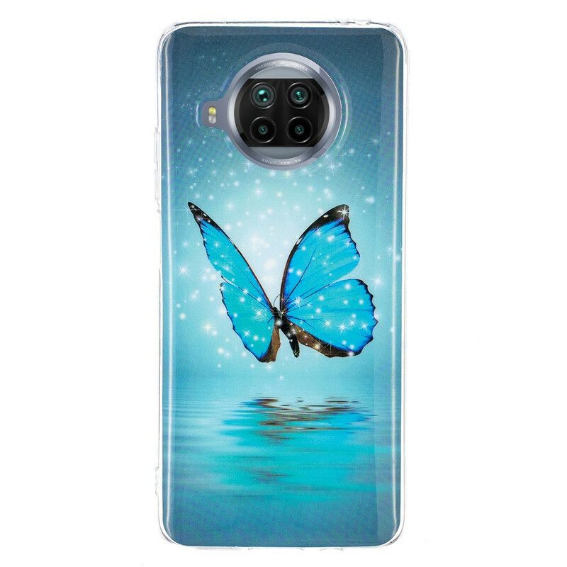 Kuori Xiaomi Mi 10T Lite / Redmi Note 9 Pro 5G Neon Blue Butterfly