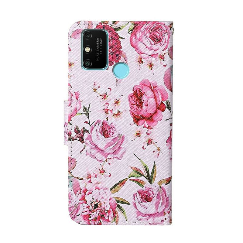 Nahkakotelo Honor 9A Retro Liberty Flowers