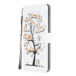 Flip Case Xiaomi Redmi 9C Suojaketju Kuori Funky Cats Hihnalla