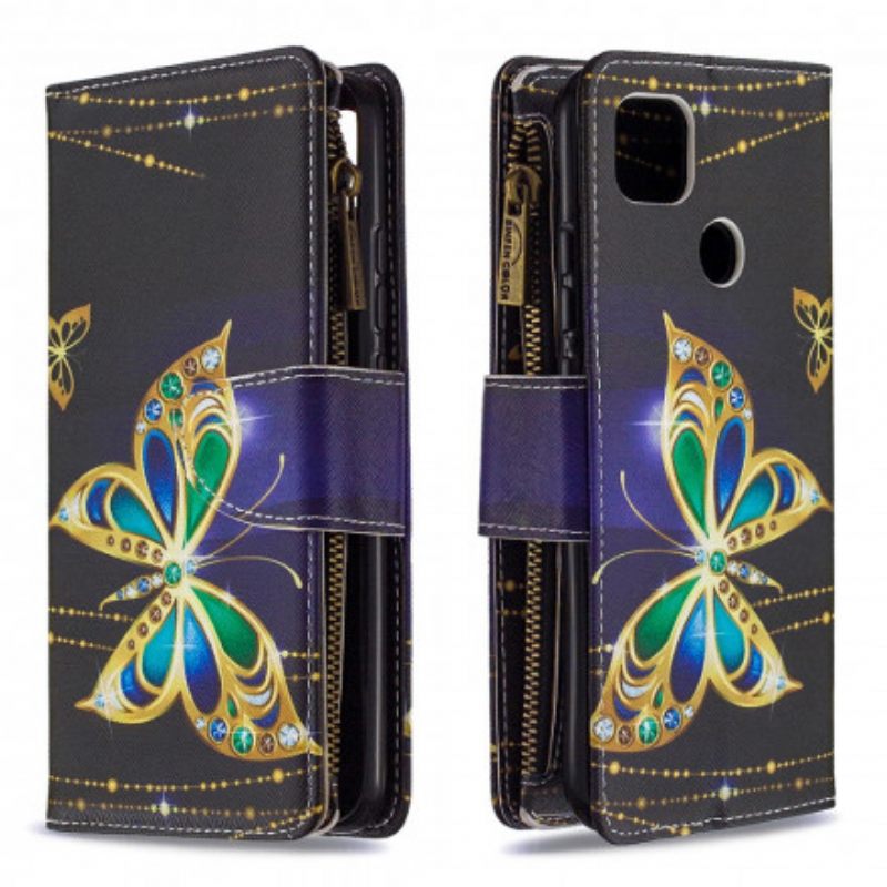 Kotelot Xiaomi Redmi 9C Butterflies Vetoketjullinen Tasku