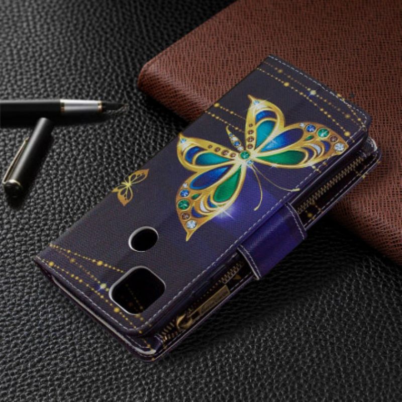 Kotelot Xiaomi Redmi 9C Butterflies Vetoketjullinen Tasku