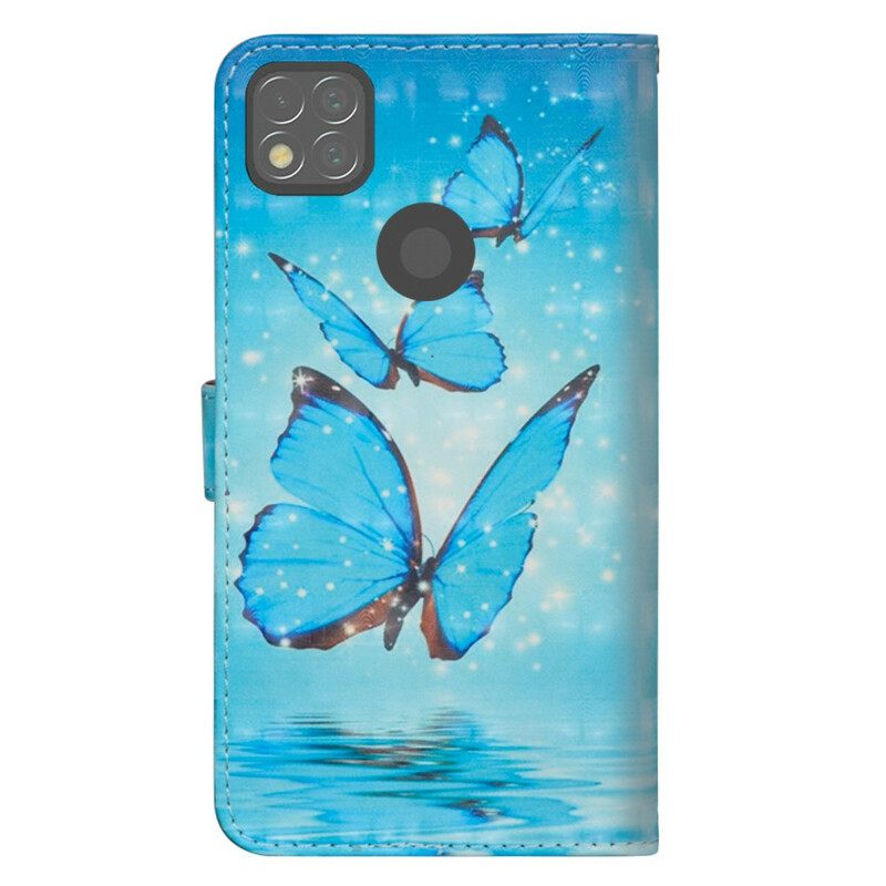 Kotelot Xiaomi Redmi 9C Flying Blue Butterflies