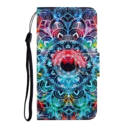 Kotelot Xiaomi Redmi 9C Suojaketju Kuori Flashy Mandala Hihnalla