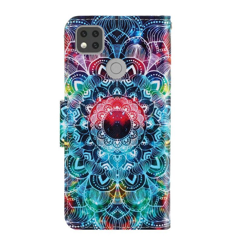 Kotelot Xiaomi Redmi 9C Suojaketju Kuori Flashy Mandala Hihnalla