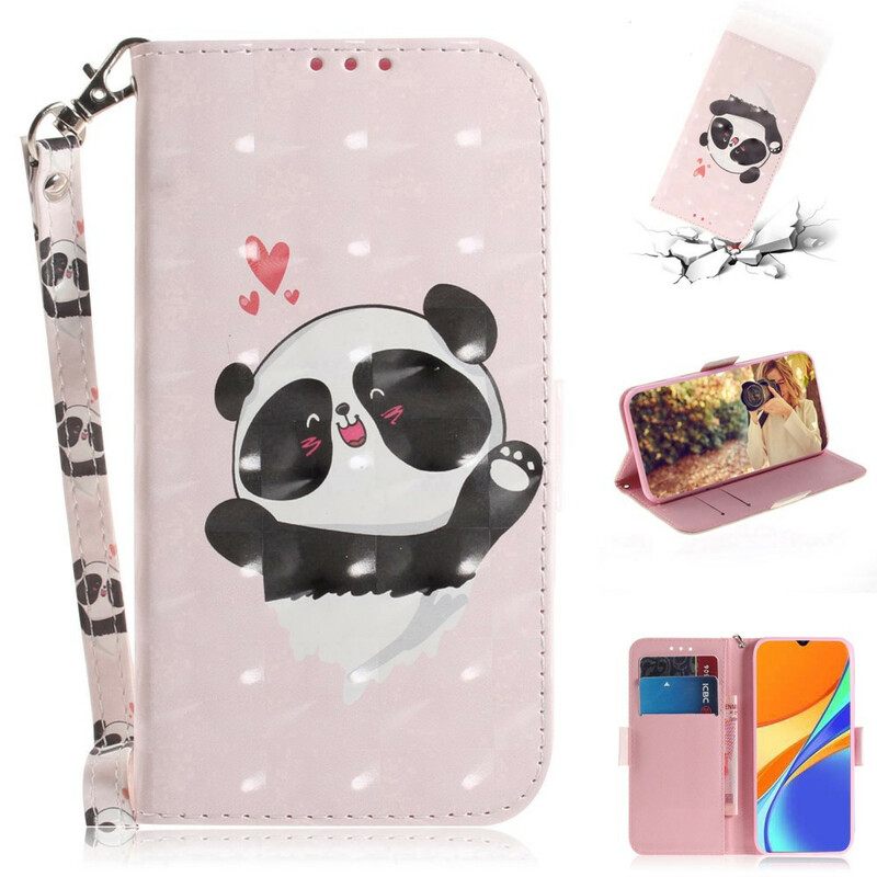 Kotelot Xiaomi Redmi 9C Suojaketju Kuori Panda Love In Lanyard