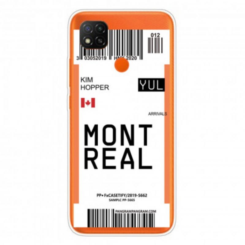 Kuori Xiaomi Redmi 9C Boarding Pass Montrealiin