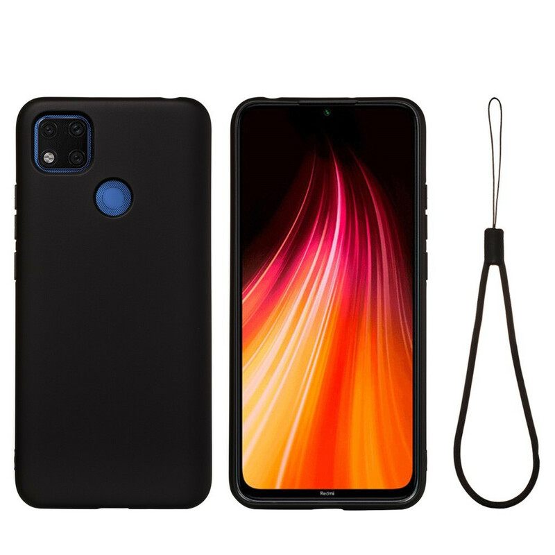 Kuori Xiaomi Redmi 9C Nestemäinen Silikoni Kaulanauhalla