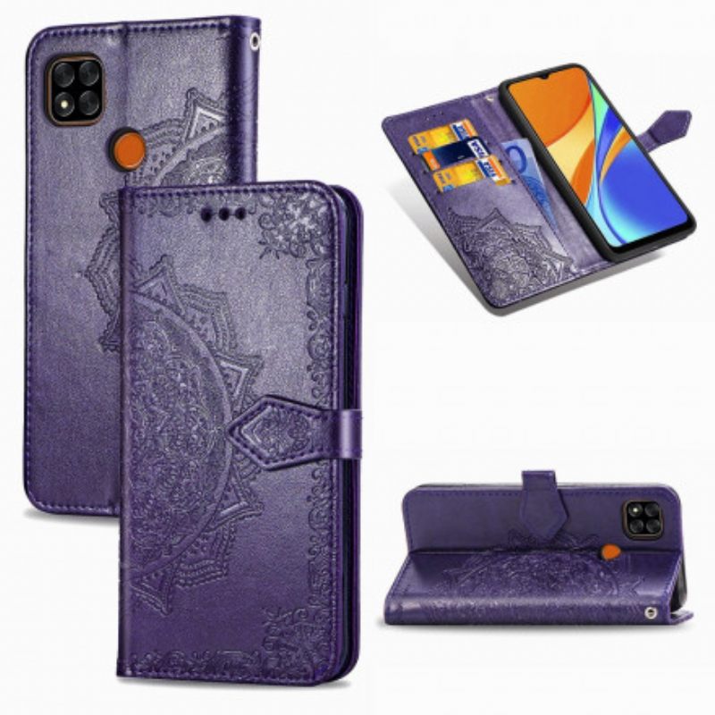 Nahkakotelo Xiaomi Redmi 9C Mandala Keskiaika