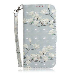 Nahkakotelo Xiaomi Redmi 9C Suojaketju Kuori Strap Flower Branch