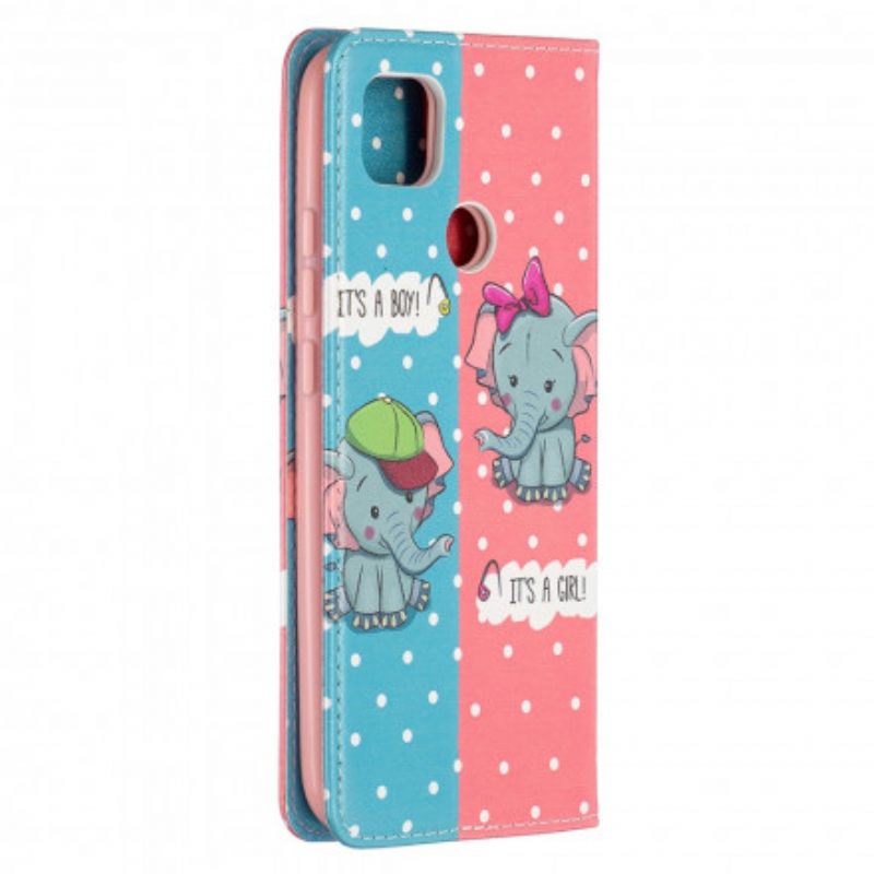 Puhelinkuoret Xiaomi Redmi 9C Kotelot Flip Baby Elephants