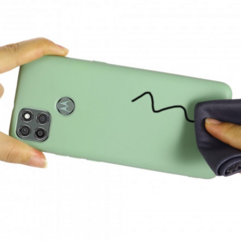 Case Moto G9 Power Nestemäinen Silikoni Kaulanauhalla