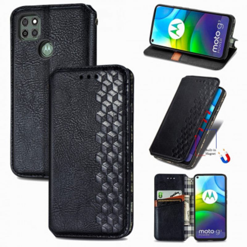 Puhelinkuoret Moto G9 Power Kotelot Flip Diamond Texture Leather Effect