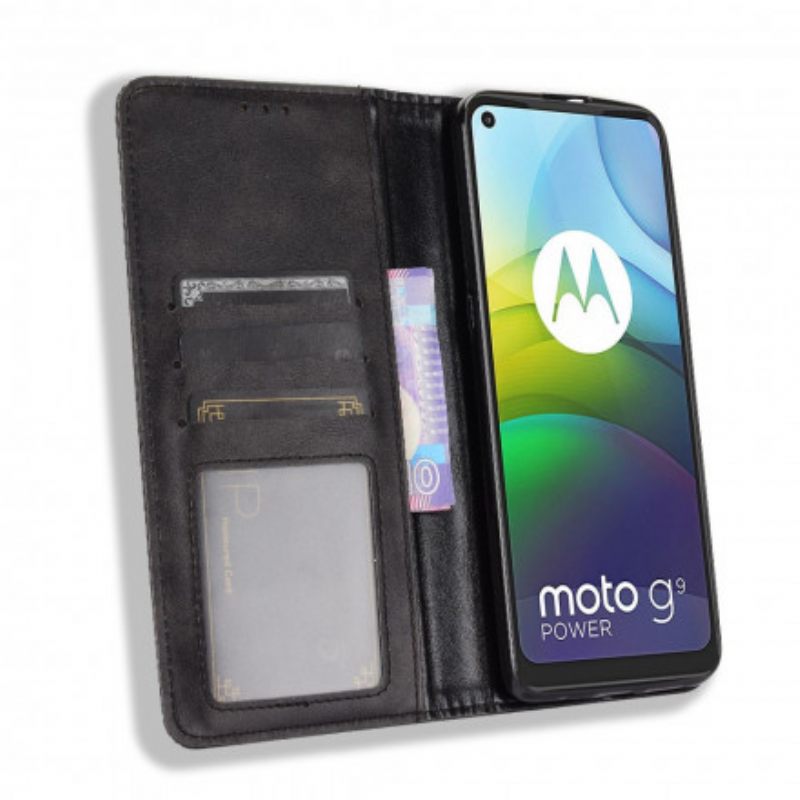 Puhelinkuoret Moto G9 Power Kotelot Flip Tyylitelty Vintage-nahkaefekti