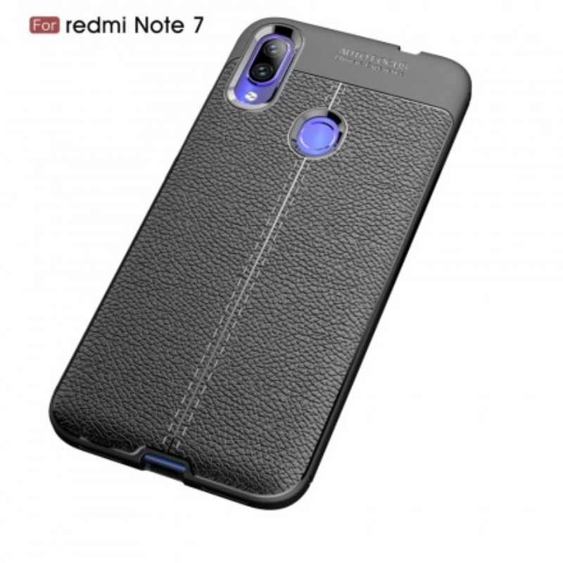 Case Xiaomi Redmi Note 7 Nahkaefekti Litsi Kaksinkertainen Linja