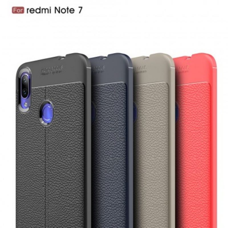 Case Xiaomi Redmi Note 7 Nahkaefekti Litsi Kaksinkertainen Linja