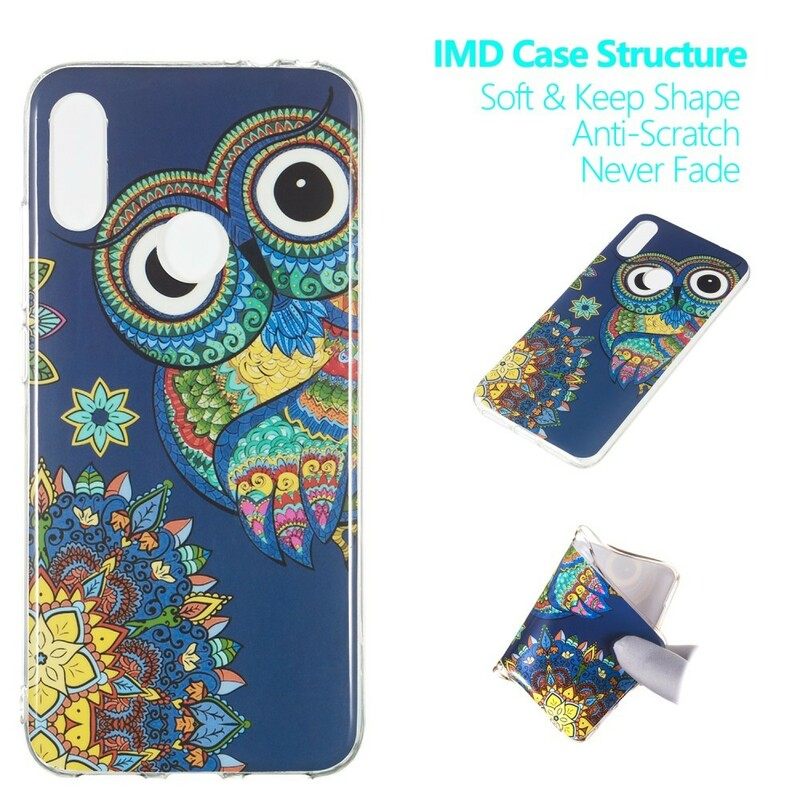 Case Xiaomi Redmi Note 7 Owl Fluoresoiva Mandala