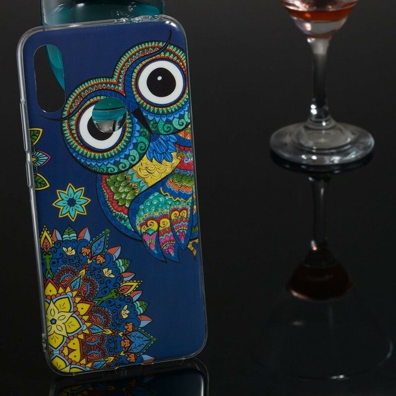 Case Xiaomi Redmi Note 7 Owl Fluoresoiva Mandala