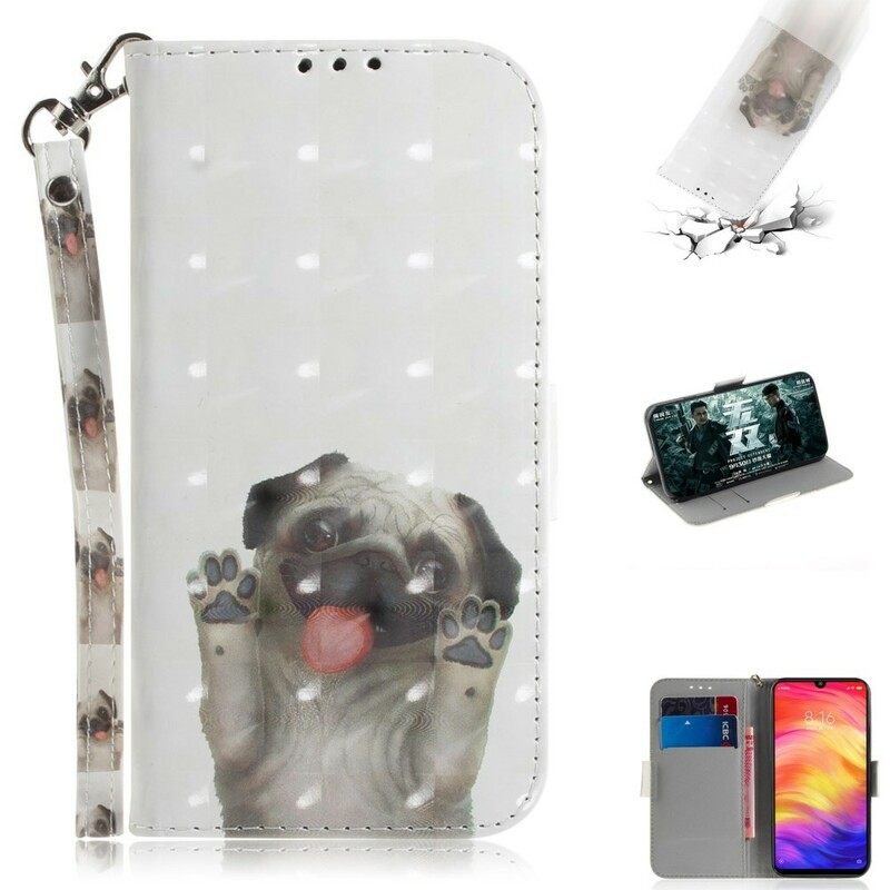 Flip Case Xiaomi Redmi Note 7 Suojaketju Kuori Love My Dog In Lanyard