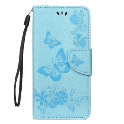 Nahkakotelo Xiaomi Redmi Note 7 Suojaketju Kuori Splendid Butterflies Hihnalla