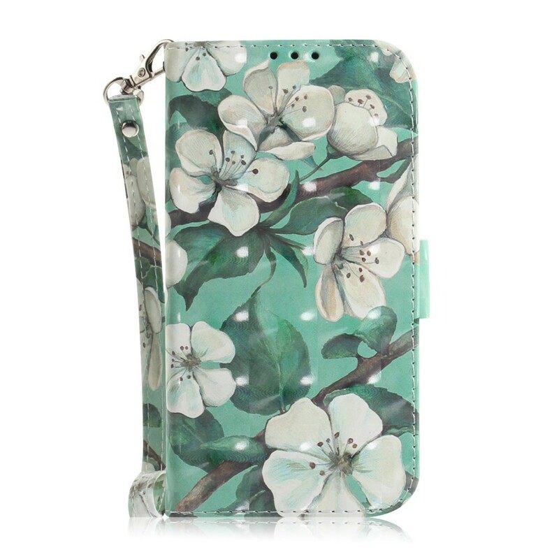 Nahkakotelo Xiaomi Redmi Note 7 Suojaketju Kuori Strap Flower Branch