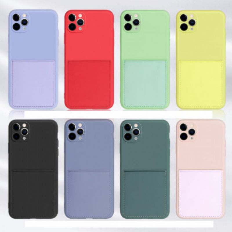 Case iPhone 11 Pro Max Silikoni Ja Keinonahka Korttikotelo