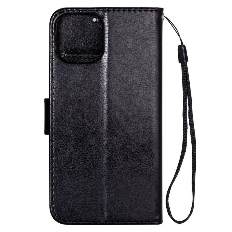 Flip Case iPhone 11 Pro Max Suojaketju Kuori Nahkainen Efektihihna