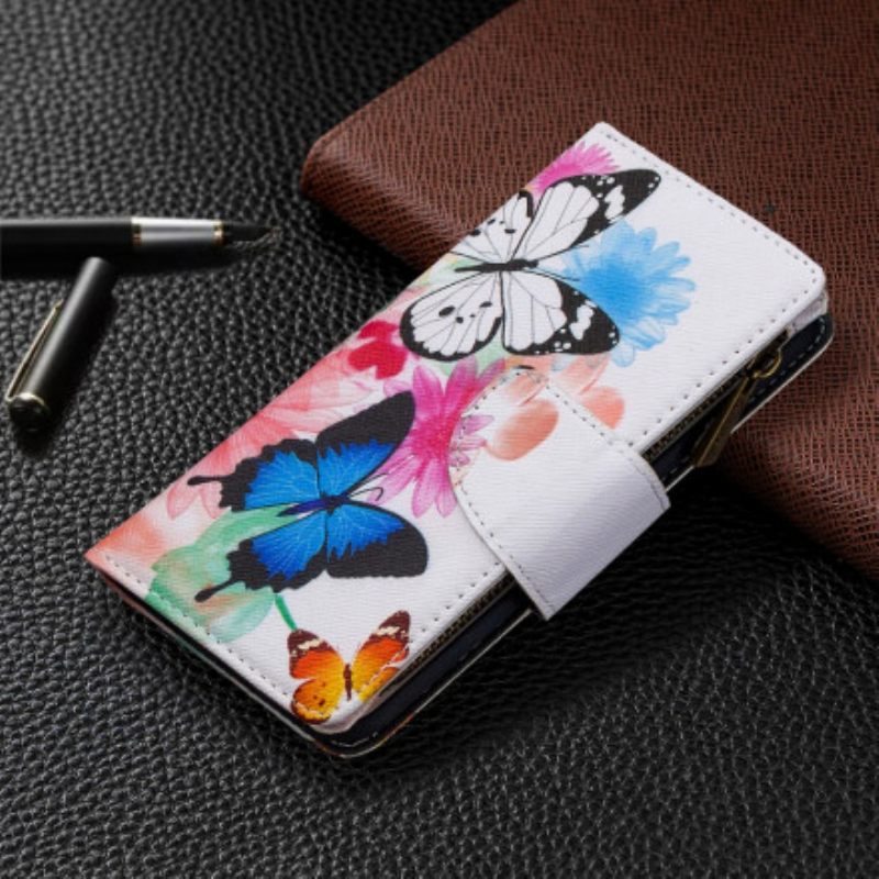 Kotelot iPhone 11 Pro Max Butterflies Vetoketjullinen Tasku