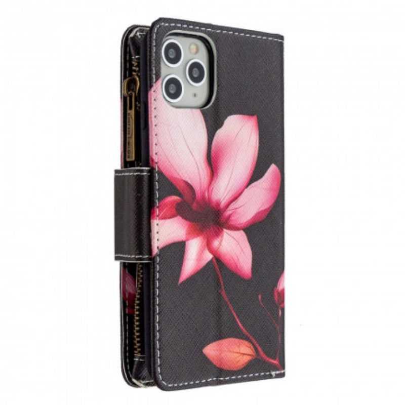 Kotelot iPhone 11 Pro Max Flower Vetoketjullinen Tasku